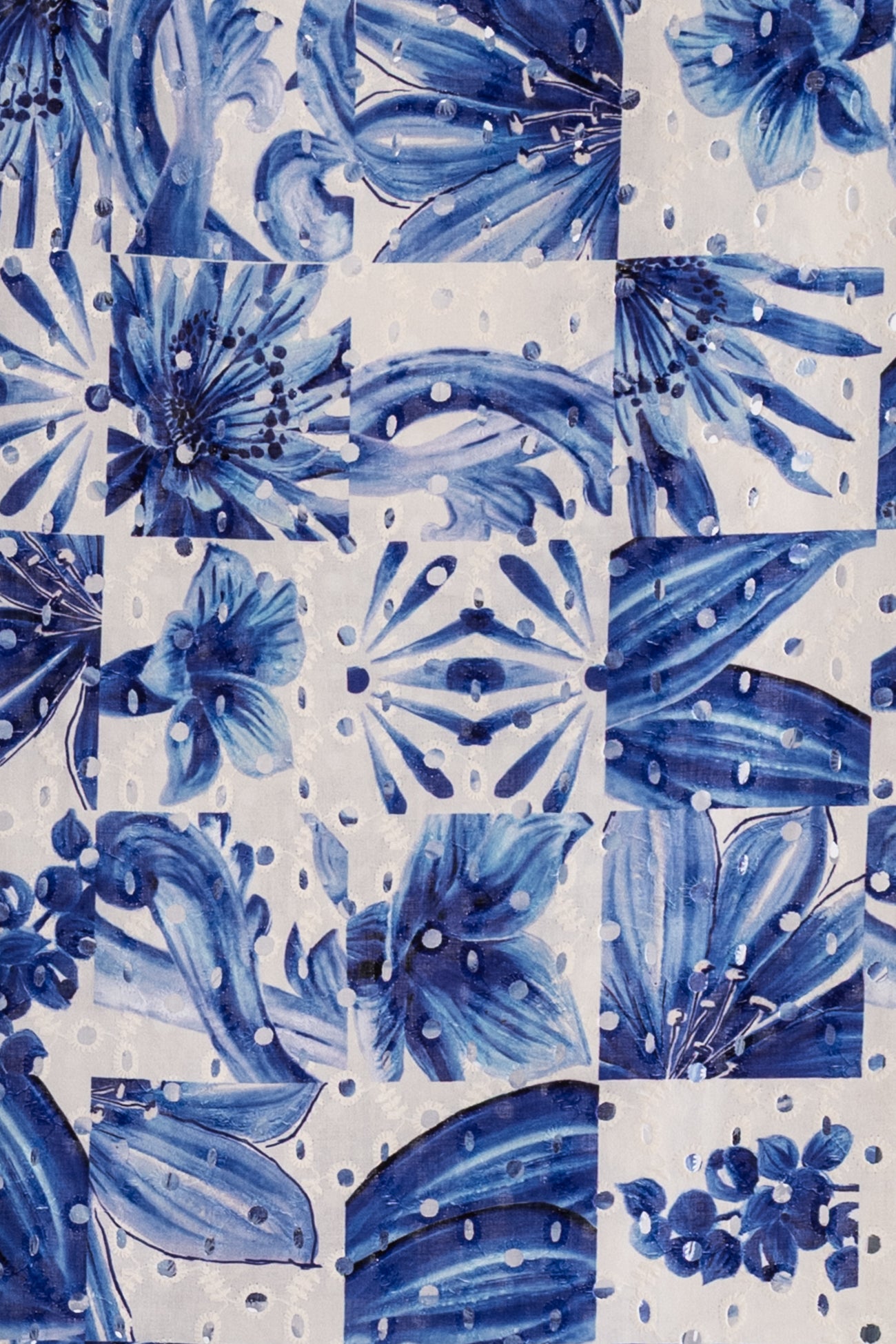 Bluette Squares Cotton Eyelet Woven