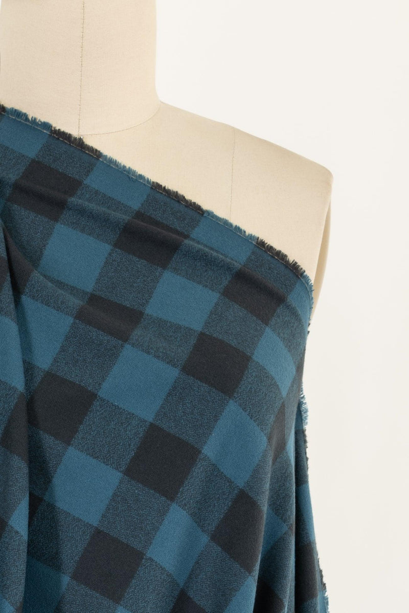 Bozeman Blue Checks Cotton Flannel Woven - Marcy Tilton Fabrics