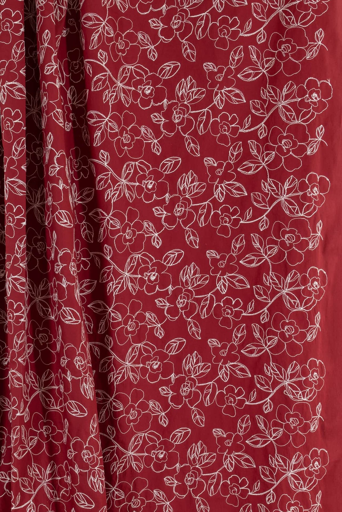 Carnelian Embroidered Cotton Woven