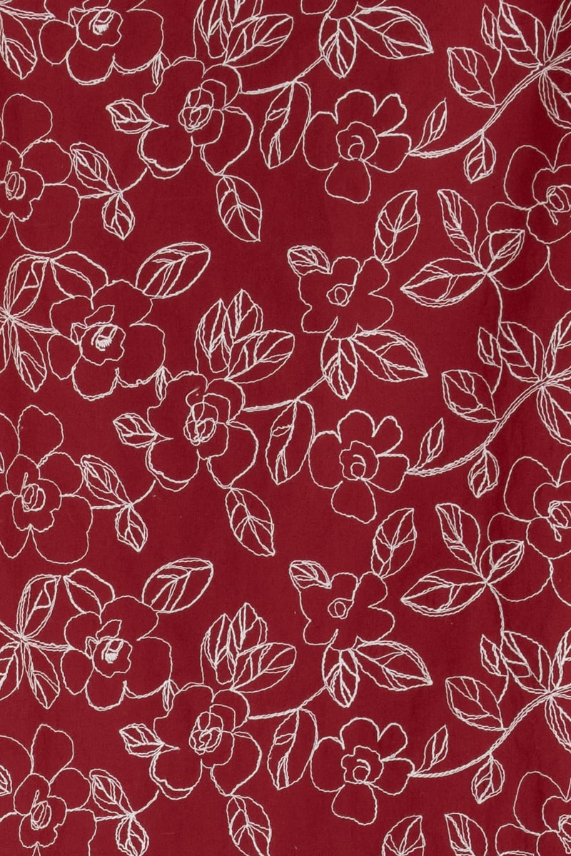 Carnelian Embroidered Cotton Woven