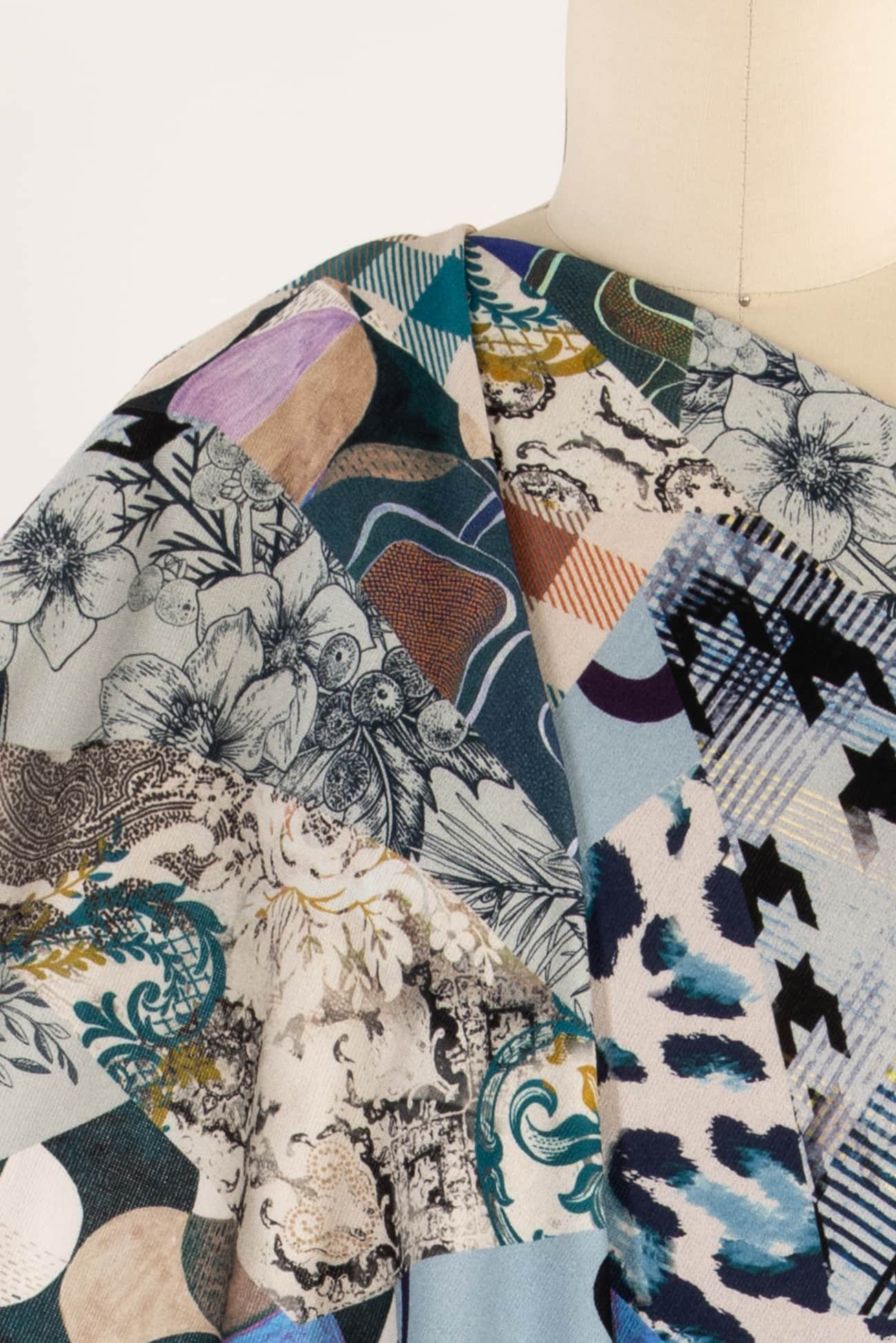 Cerulean Collage Italian Ponte Knit