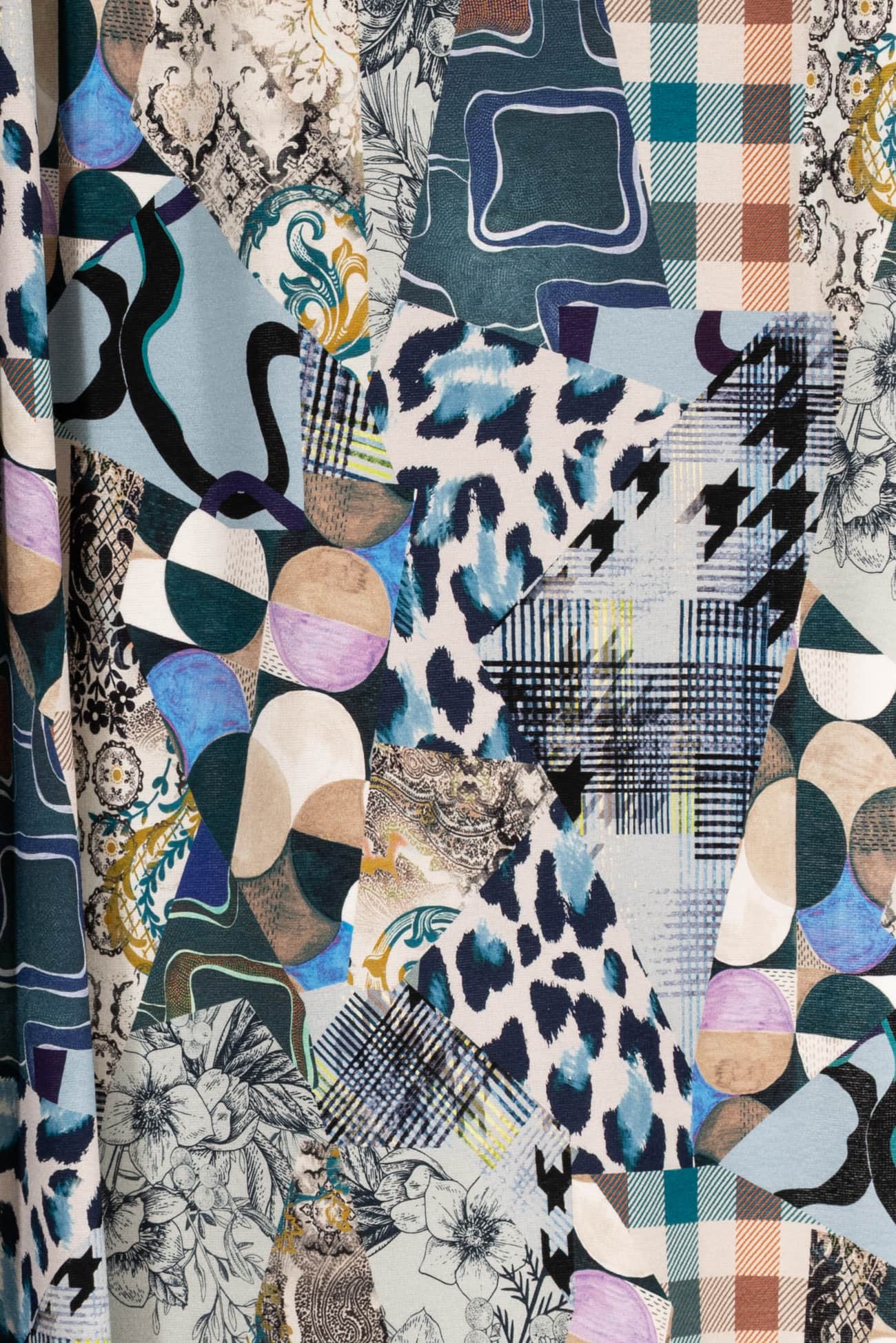 Cerulean Collage Italian Ponte Knit