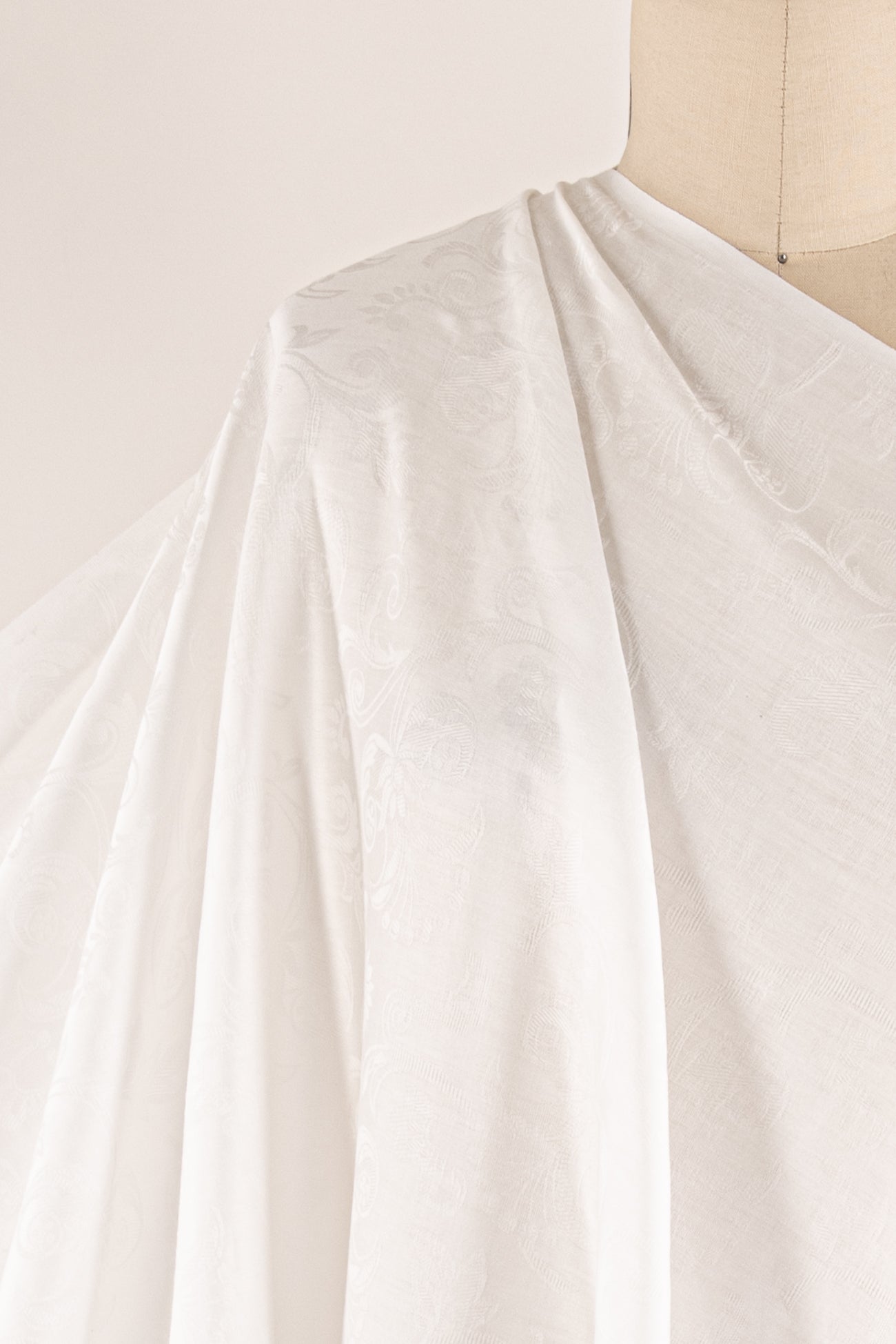 Chalk White Damask Japanese Cotton Woven