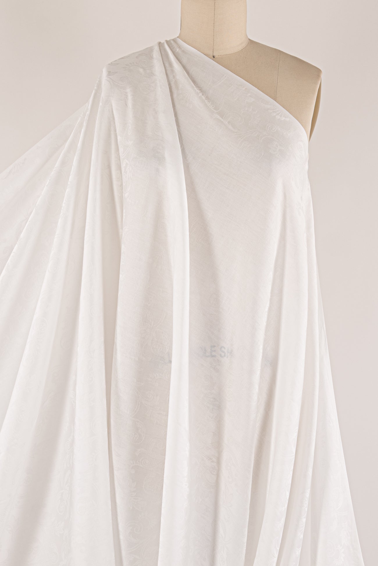 Chalk White Damask Japanese Cotton Woven