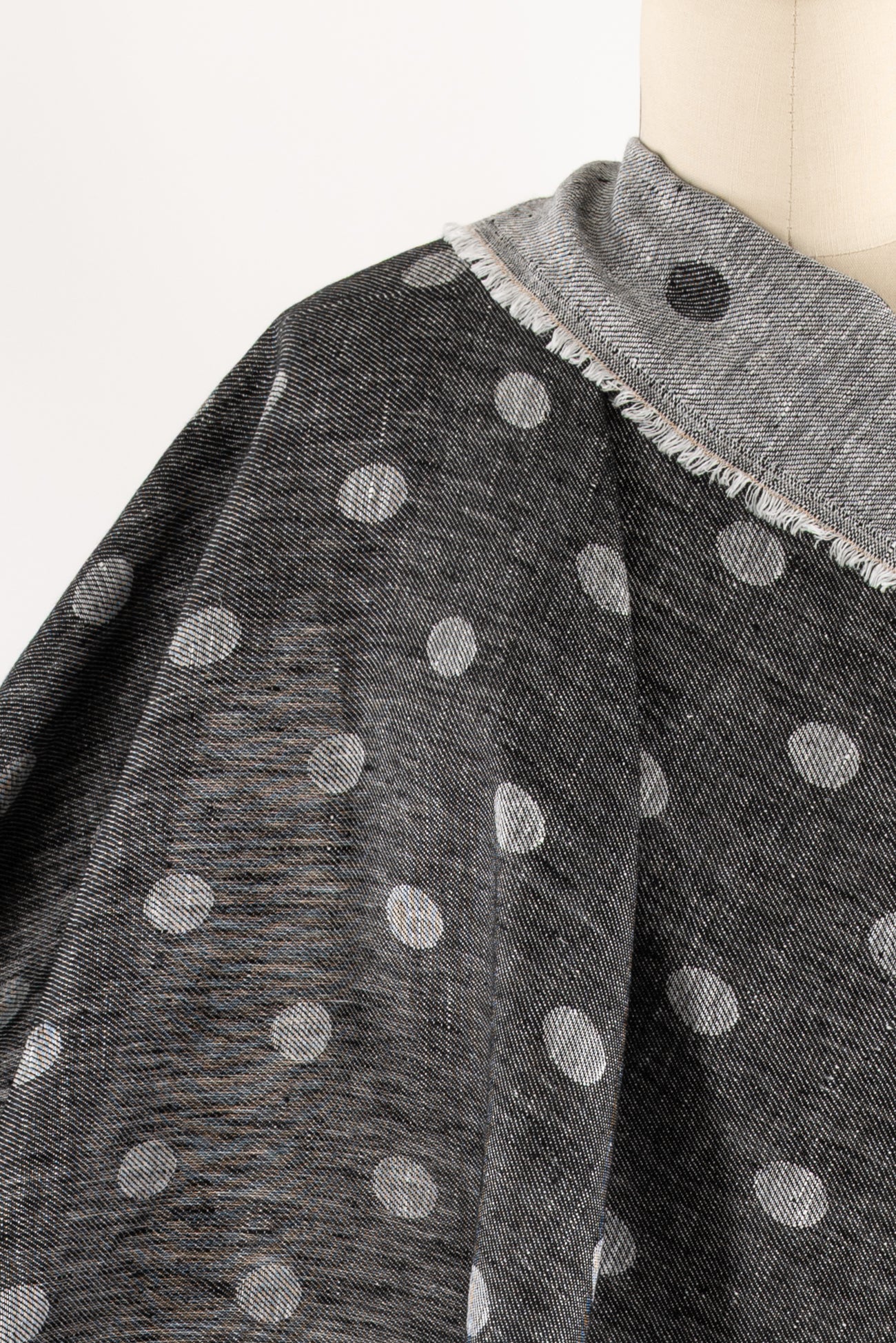 Charcoal Double Dot Linen Jacquard Woven - SPECIAL 2½ YARD CUT