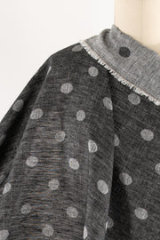 Charcoal Double Dot Linen Jacquard Woven - SPECIAL 2½ YARD CUT