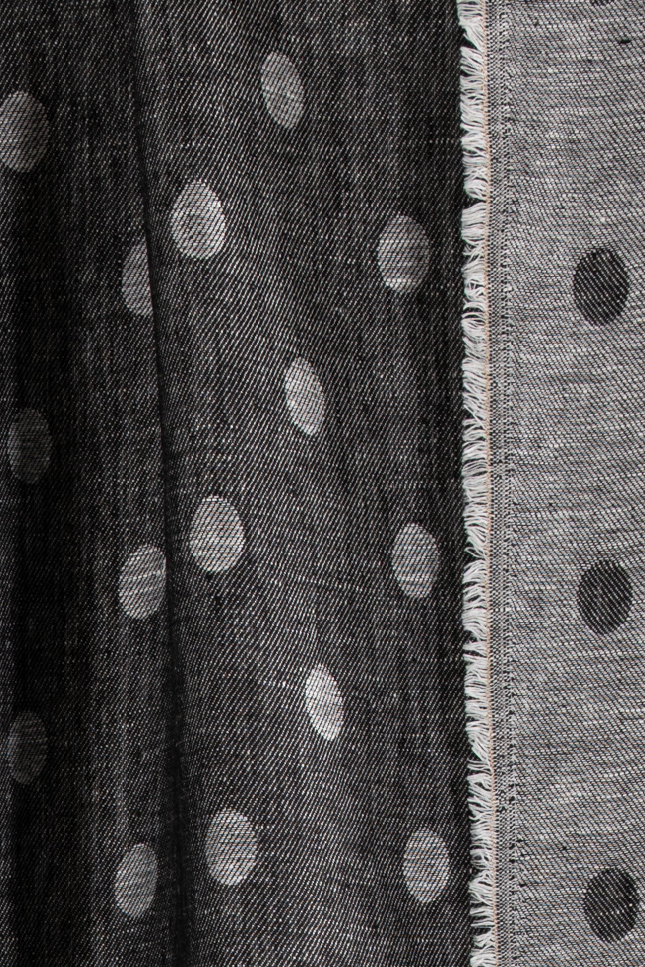 Charcoal Double Dot Linen Jacquard Woven - SPECIAL 3 YARD CUT