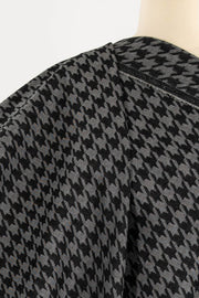 Charcoal Houndstooth Cotton Jacquard Denim Woven