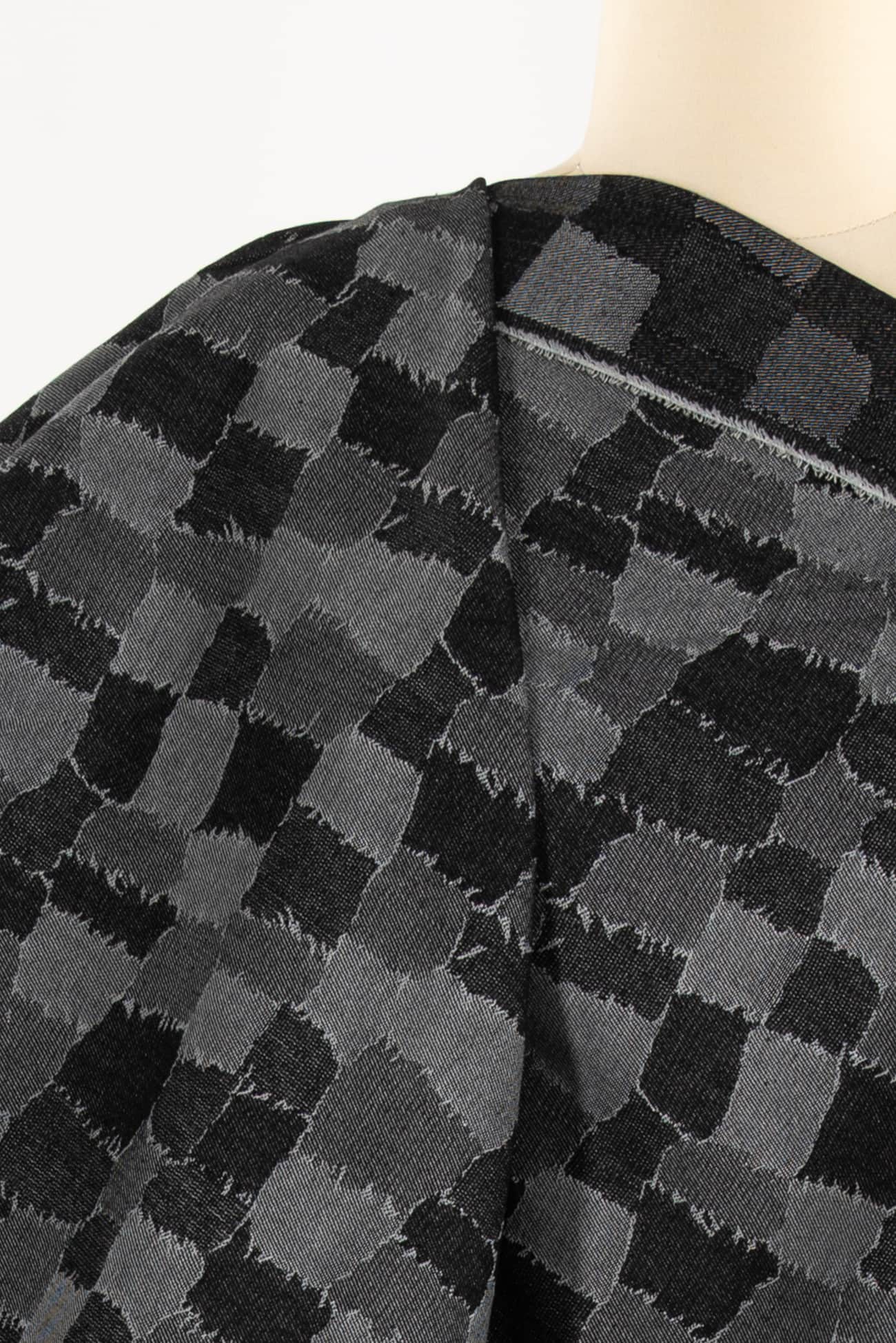 Charcoal Path Cotton Jacquard Denim Woven