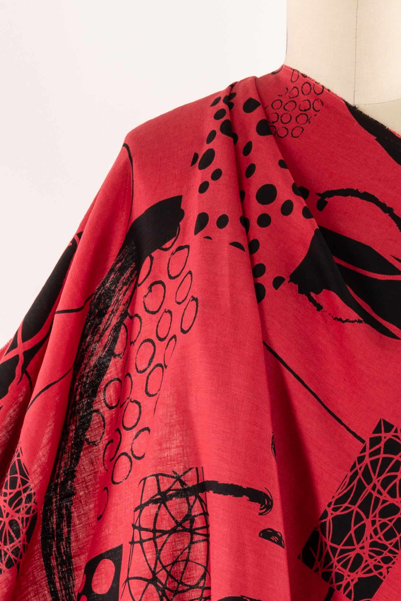 Cherry Dot Collage Linen Woven