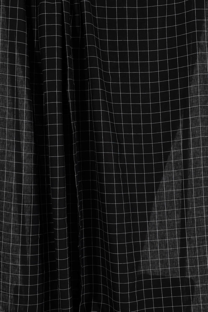 Coal Check Linen Woven