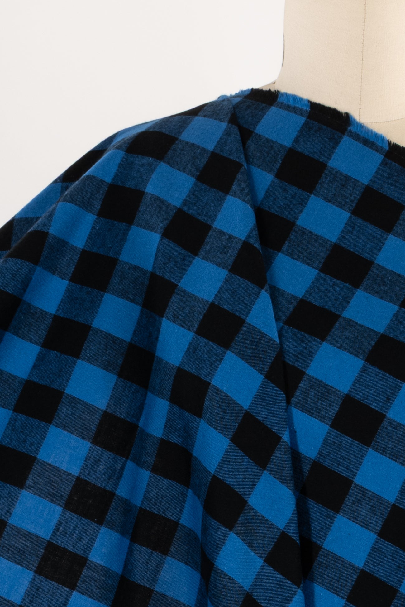 Cobalt Buffalo Check Cotton Flannel Woven