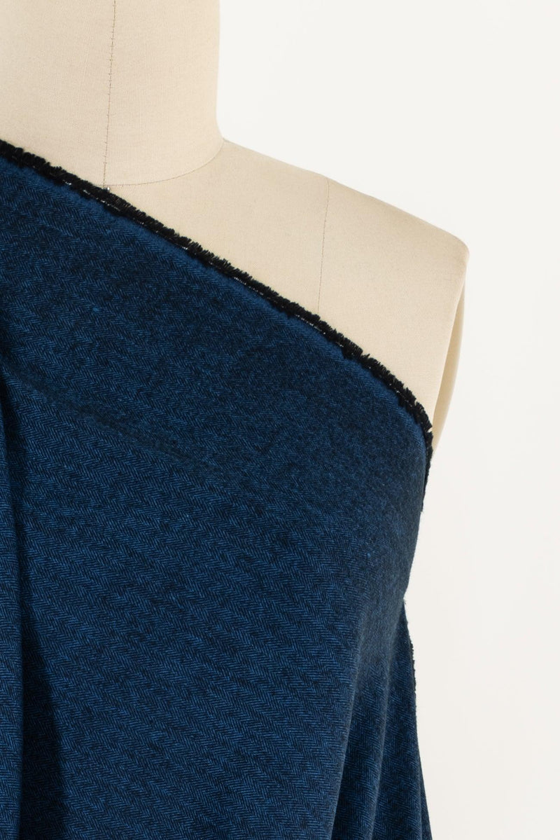 Cobalt Herringbone Cotton Flannel Woven - Marcy Tilton Fabrics