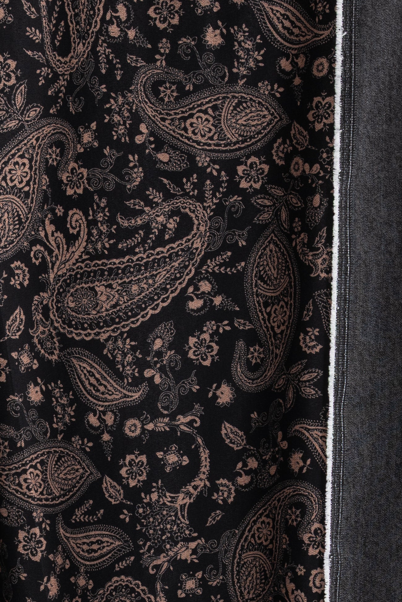 Cocoa Paisley Stretch Denim Woven