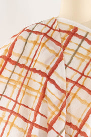 Copper Grid Japanese Cotton Seersucker Woven