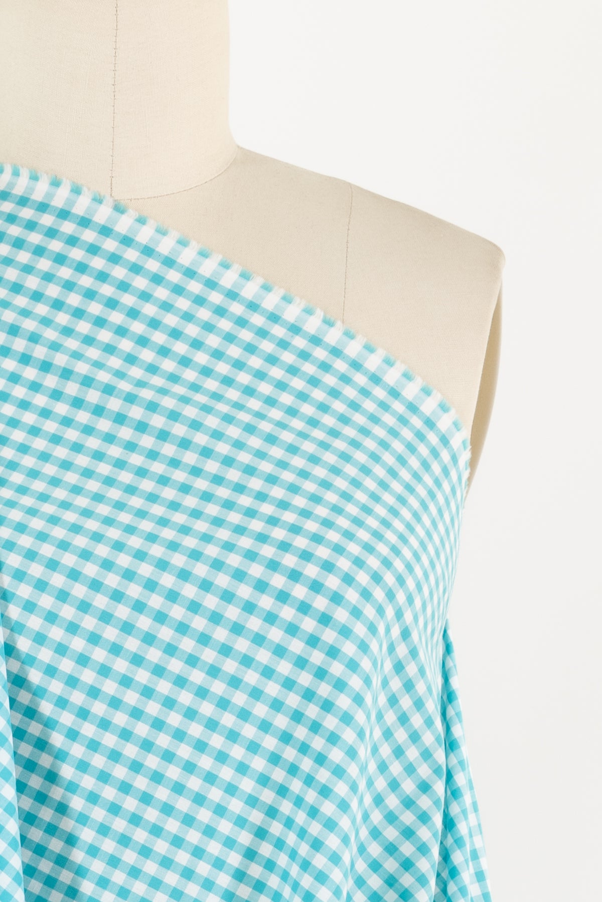 Cyan Gingham Japanese Cotton Woven