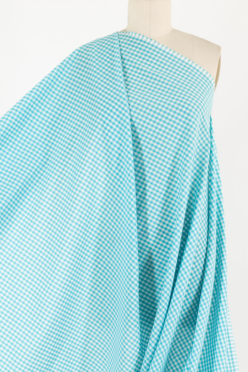 Cyan Gingham Japanese Cotton Woven