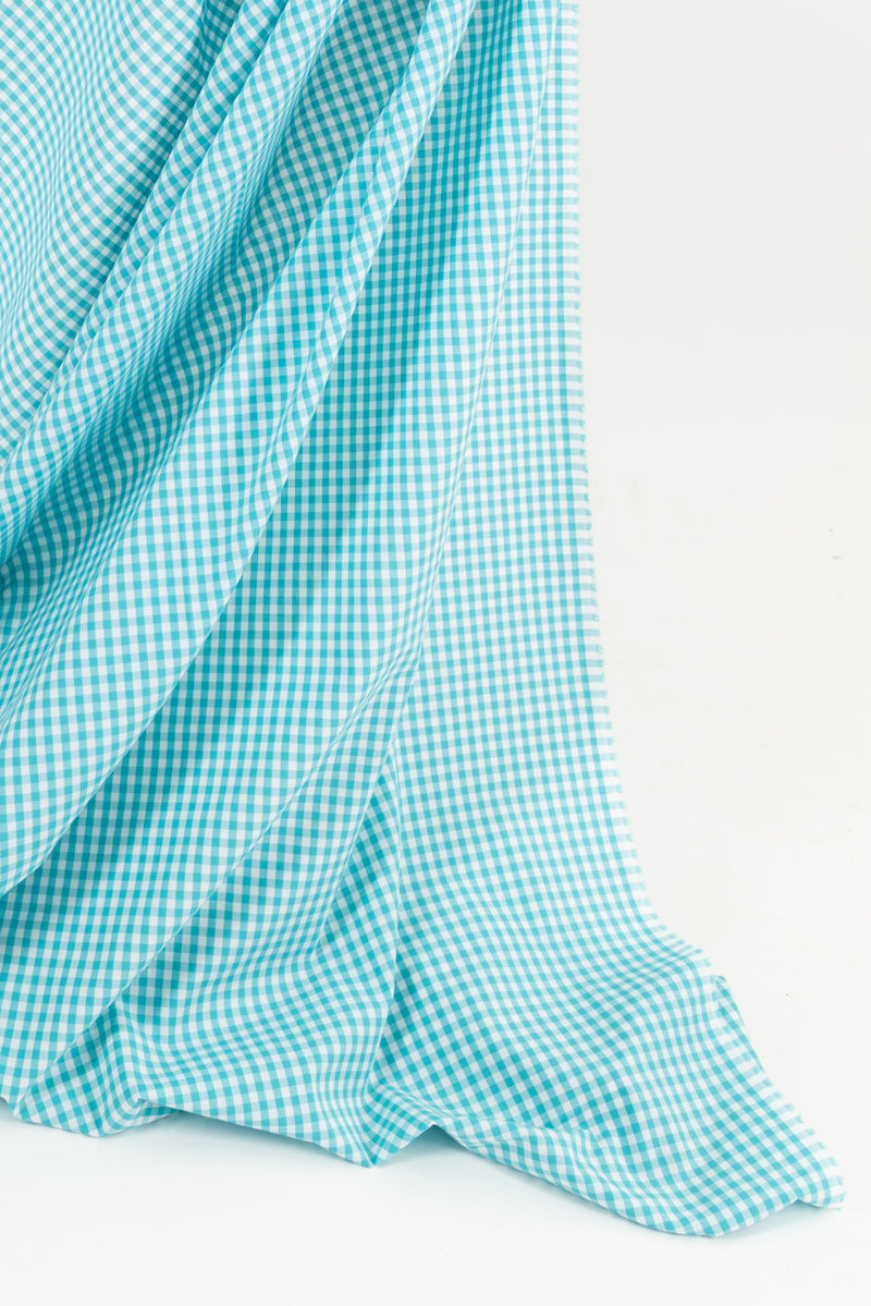 Cyan Gingham Japanese Cotton Woven