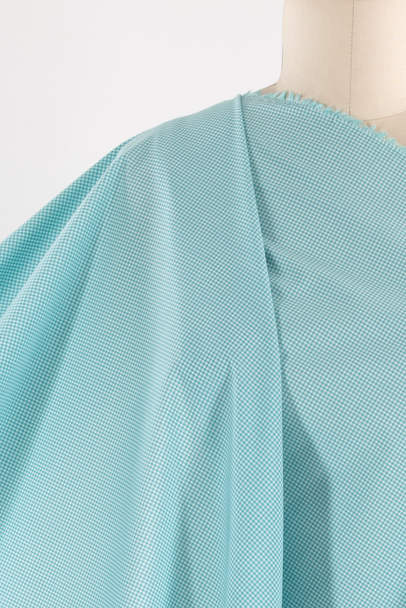 Cyan Turquoise Cotton Gingham Woven