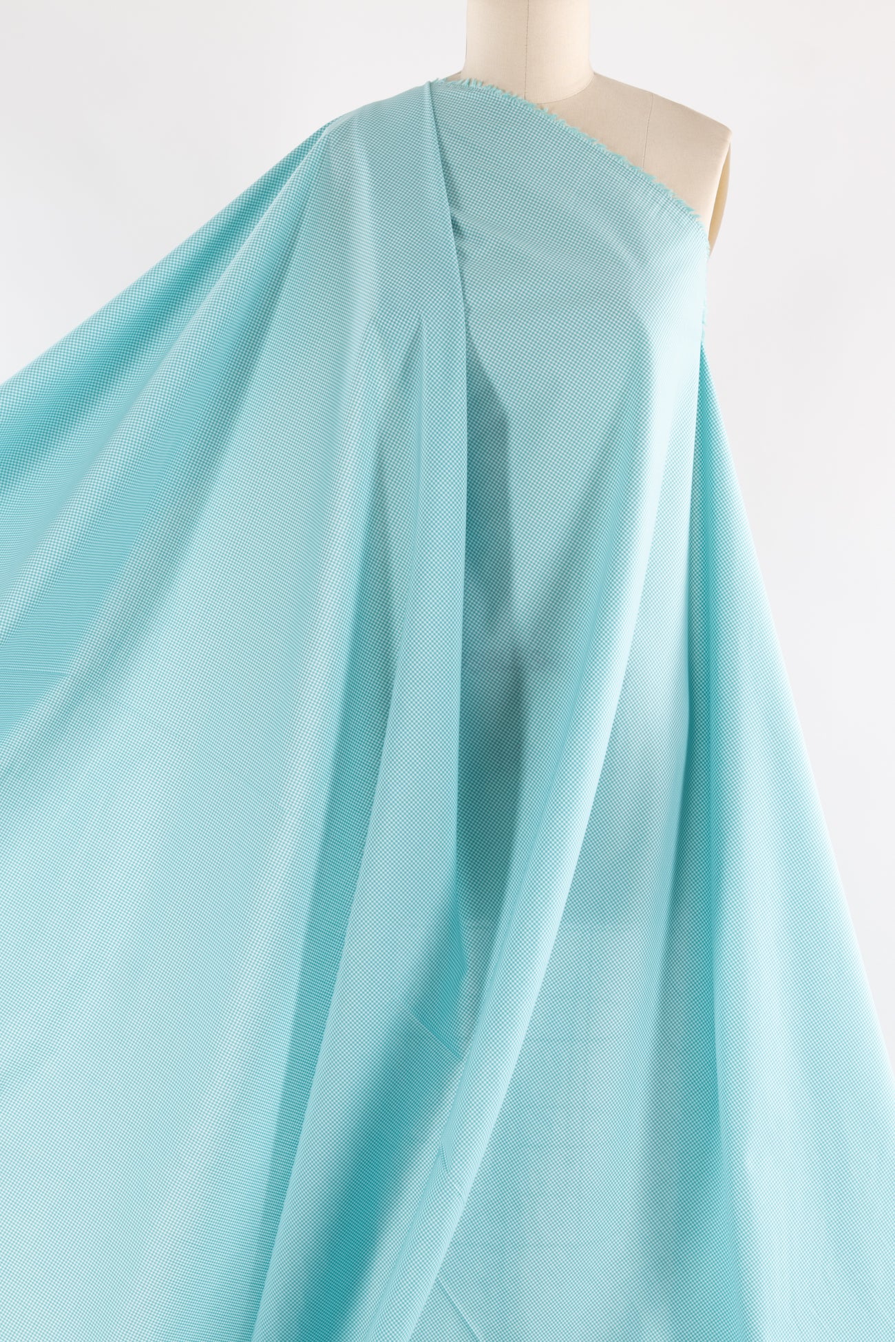 Cyan Turquoise Cotton Gingham Woven