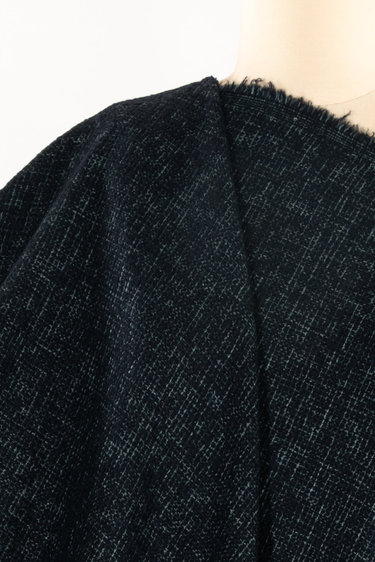 Cyan Wool Blend Tweed Woven