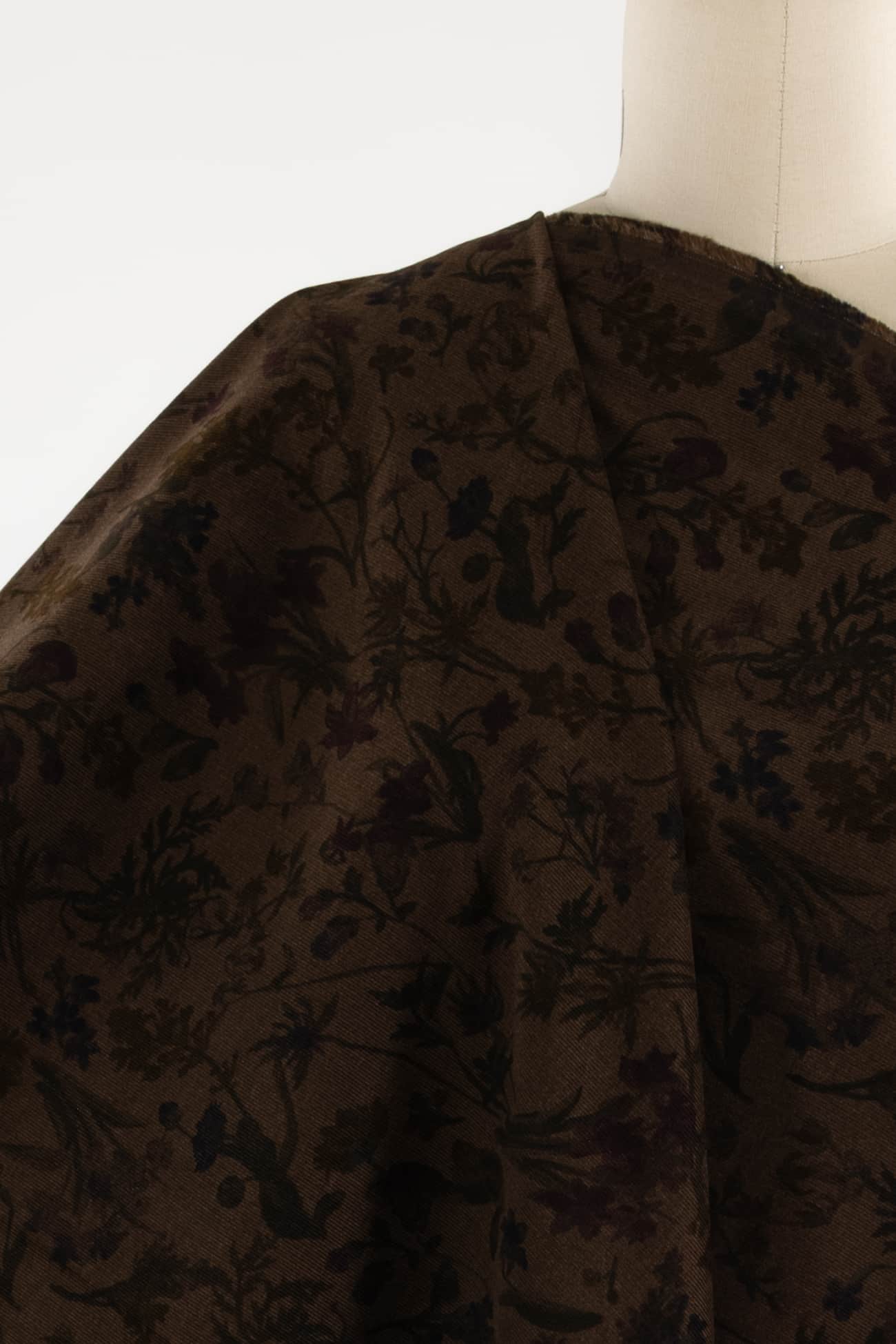 Deep Umber Floral Japanese Corduroy Woven - ENDCUT