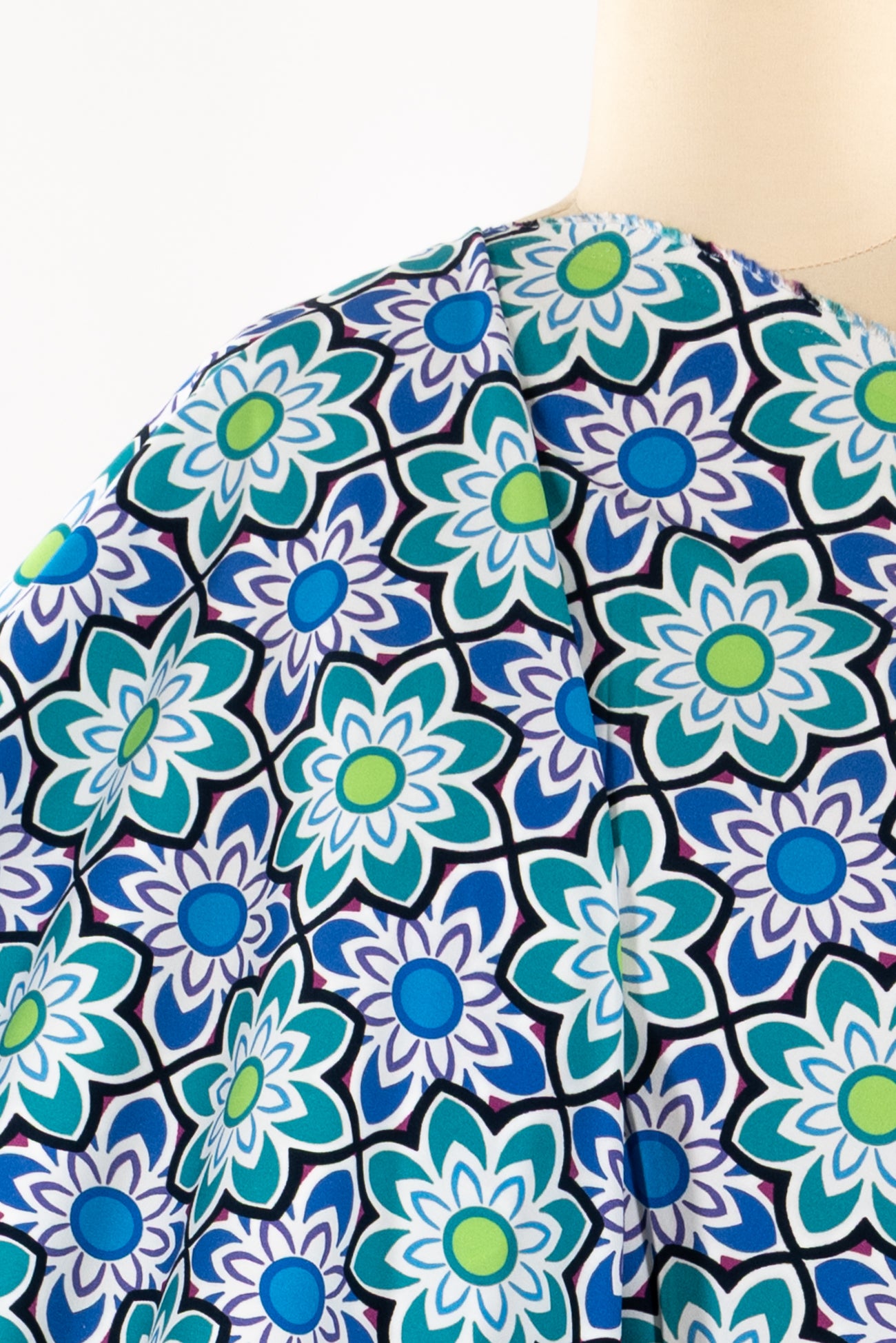 Delft  Daisies Italian Stretch Cotton Woven