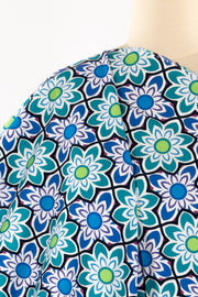 Delft  Daisies Italian Stretch Cotton Woven