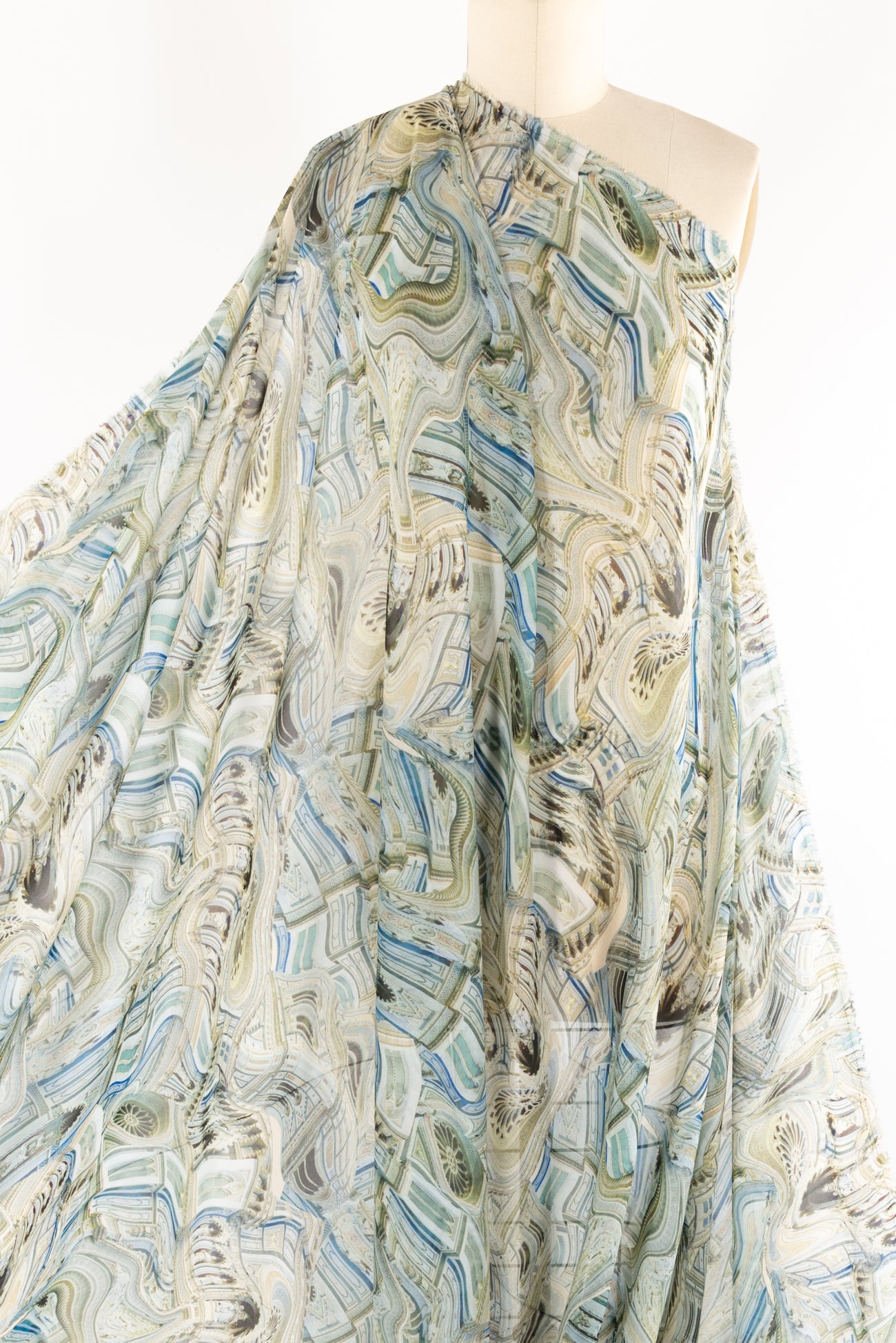 Sapphire Stitches Embroidered Indian Cotton Woven - SOLD BY THE CUT