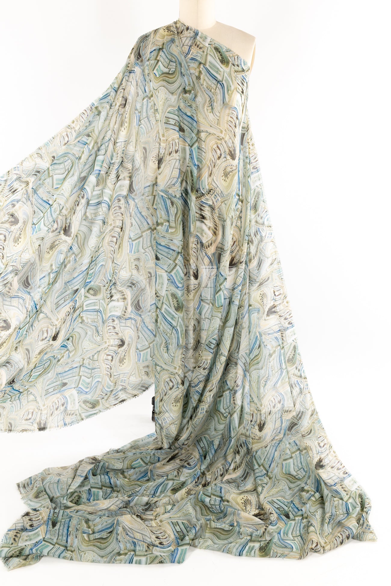 Sapphire Stitches Embroidered Indian Cotton Woven - SOLD BY THE CUT