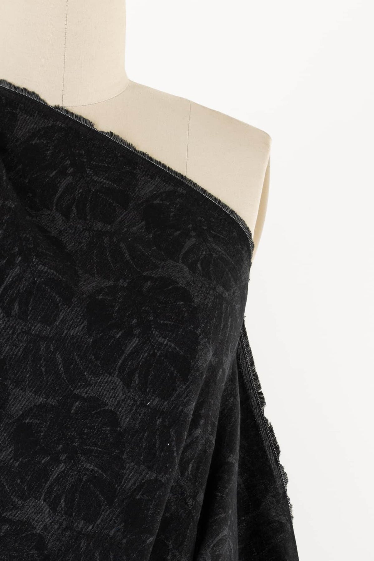 Ebony Leaf Italian Jacquard Linen Woven