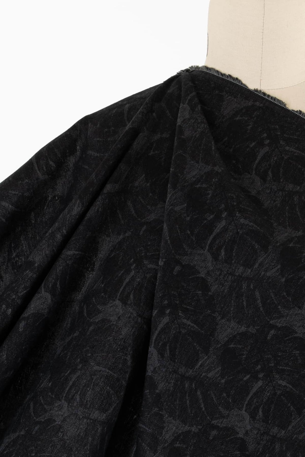 Ebony Leaf Italian Jacquard Linen Woven