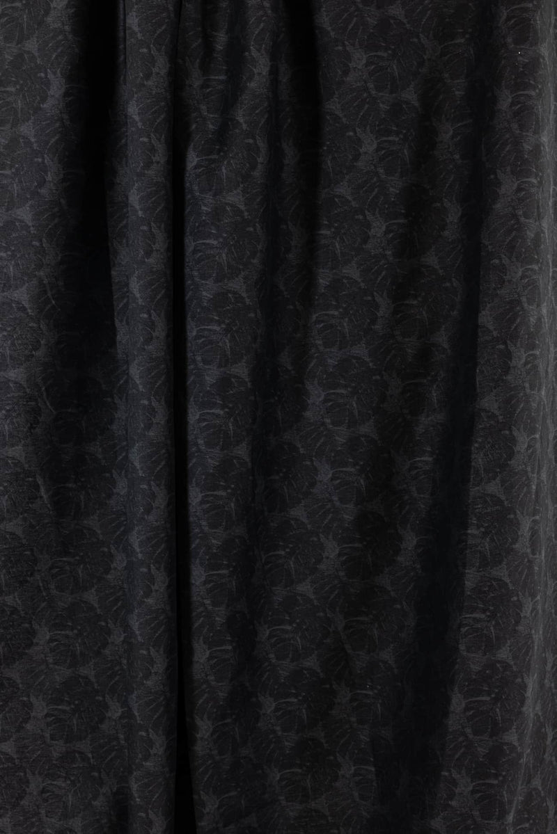 Ebony Leaf Italian Jacquard Linen Woven