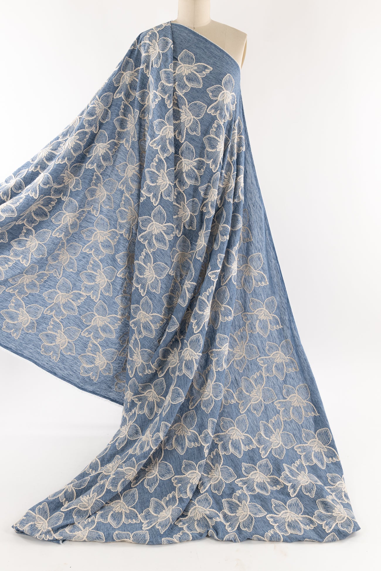 Elderflower Embroidered Chambray Woven – Marcy Tilton Fabrics