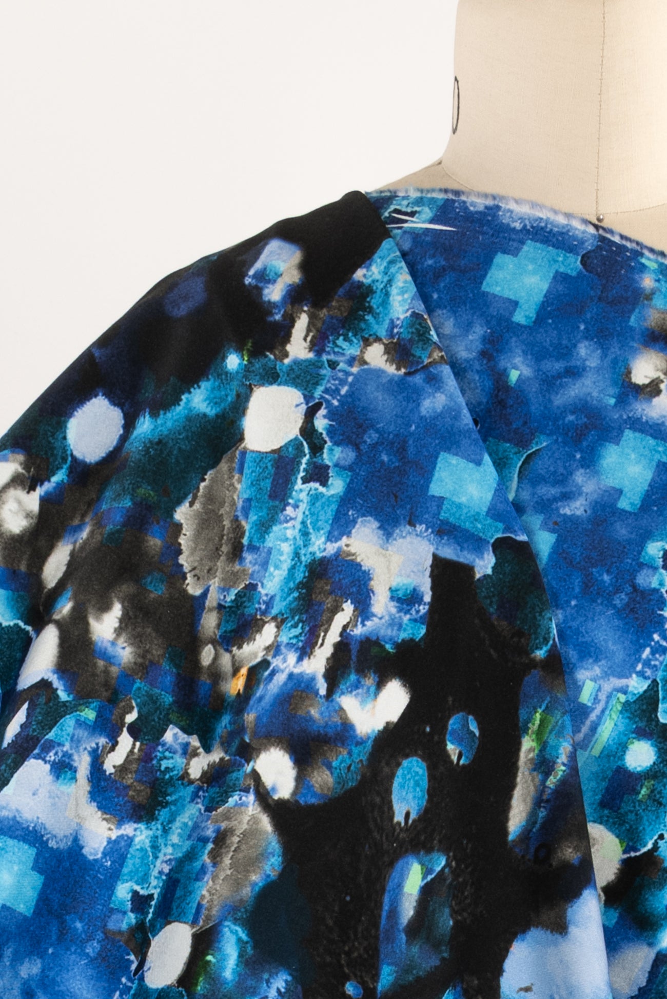 Striking Blues Italian Stretch Cotton Denim Woven