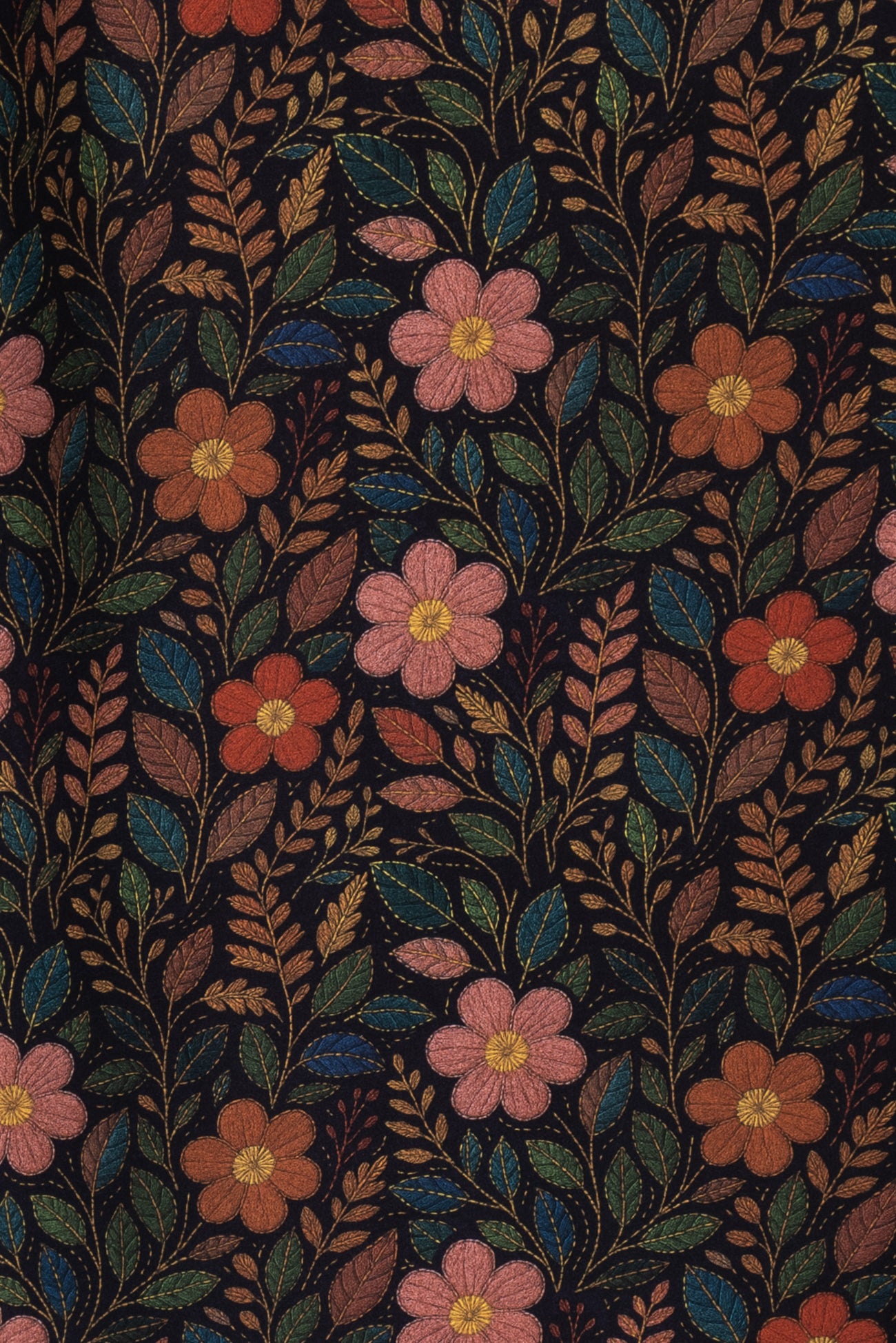 Embroidered Petals Dutch Cotton French Terry Knit