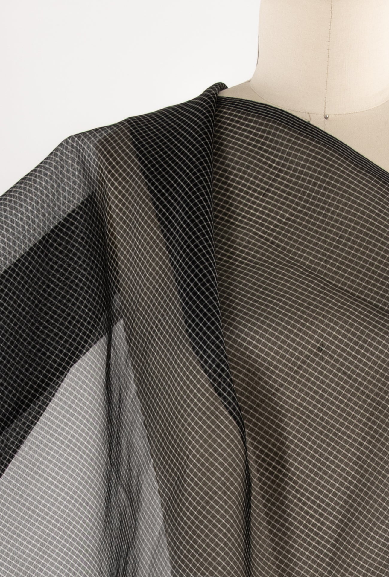 Ethereal Windowpane Checks Silk Organza Woven