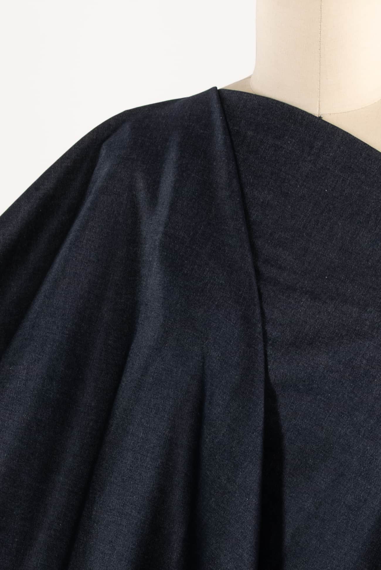 Evening Sky Blue Italian Stretch Cotton Denim Woven