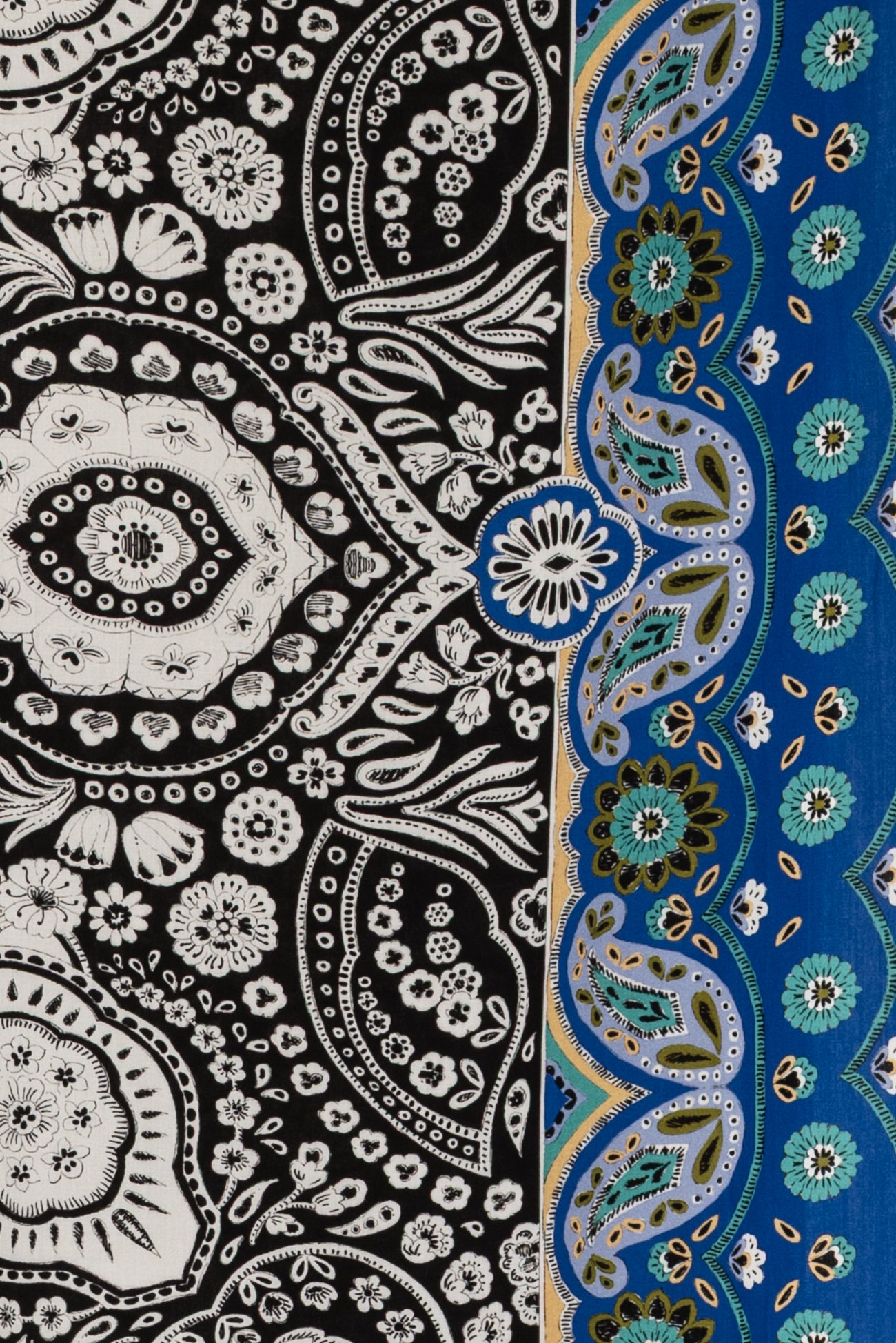 Filigree Border Paisley Italian Viscose Woven