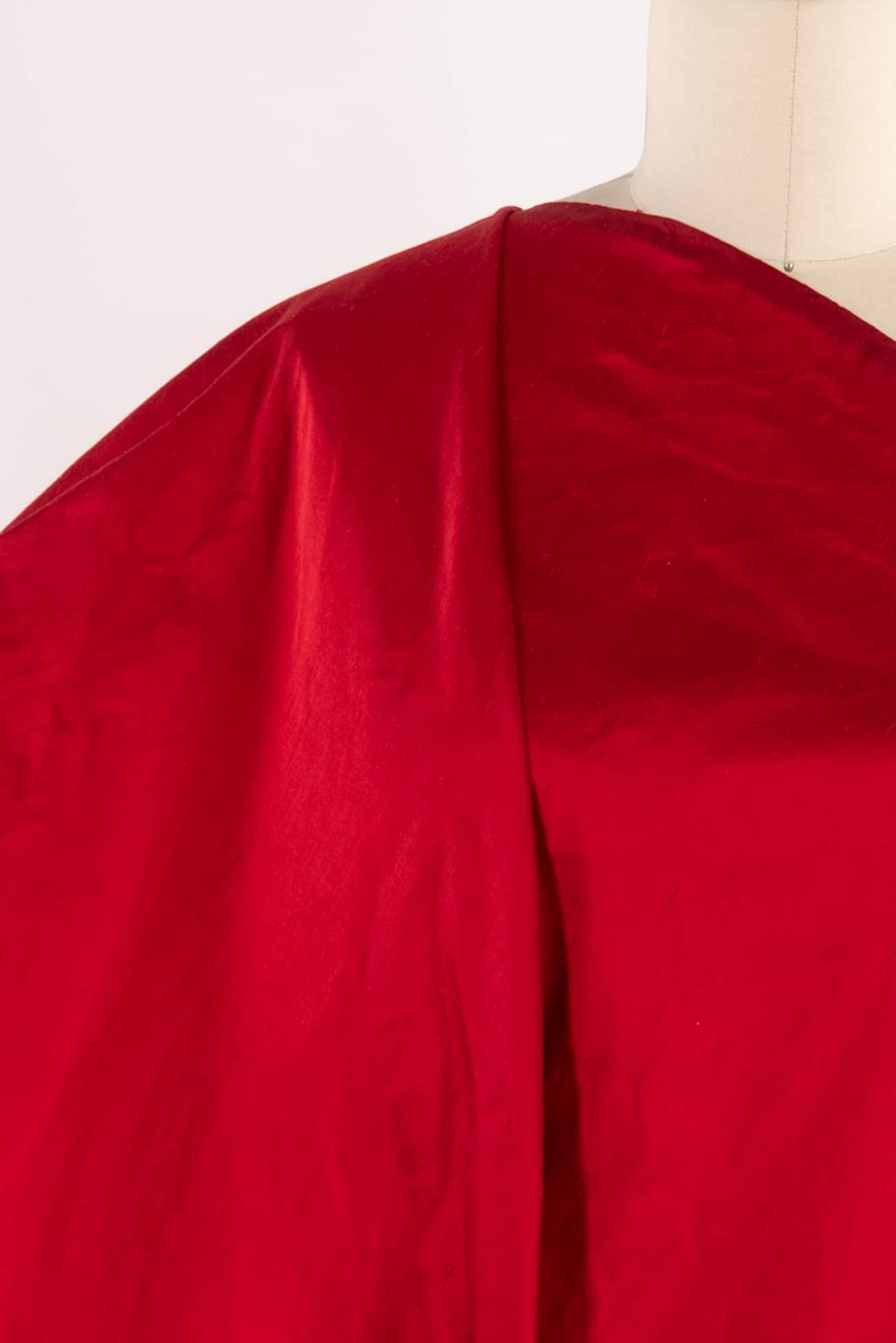 Fire Engine Red Silk Dupioni Woven