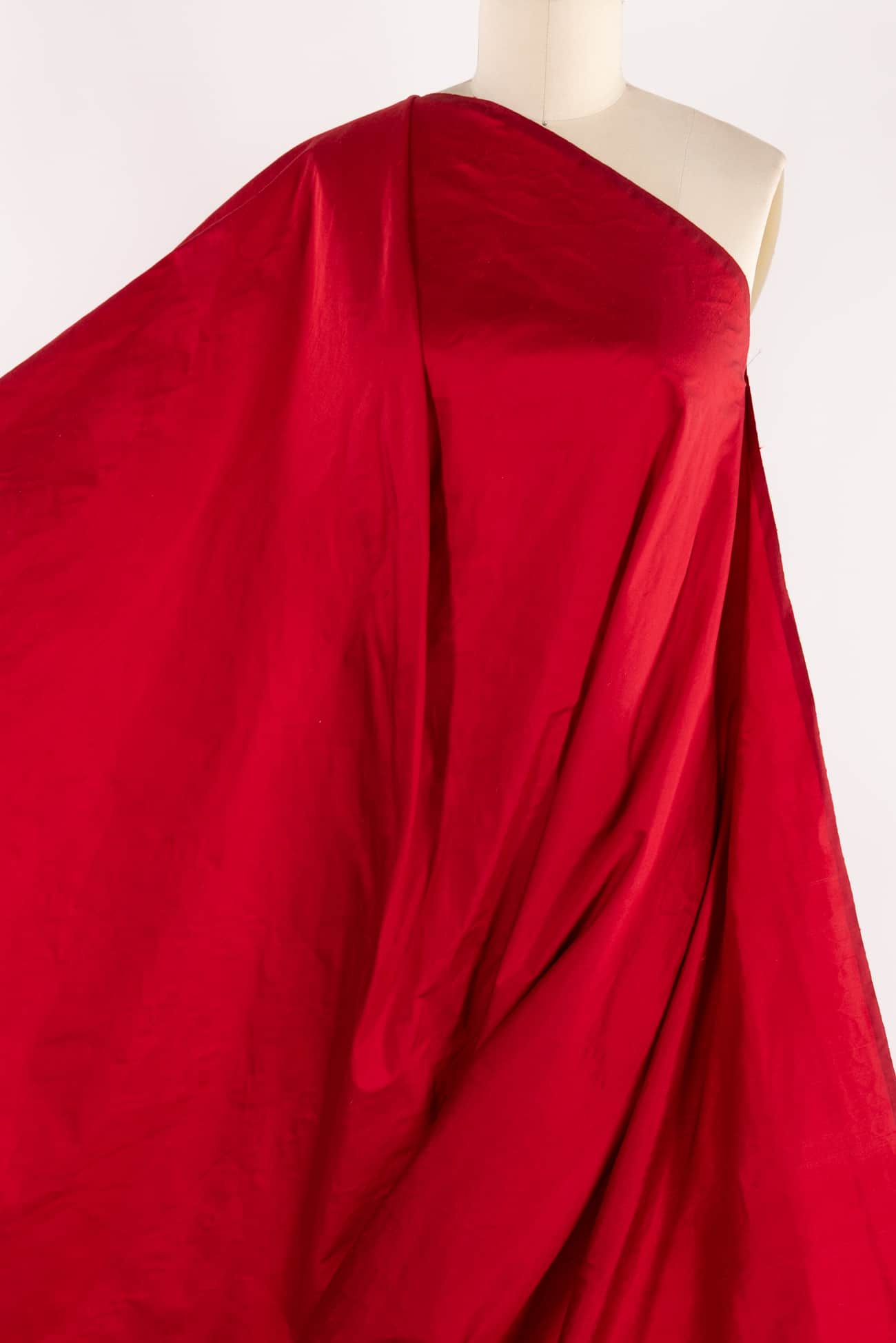 Fire Engine Red Silk Dupioni Woven