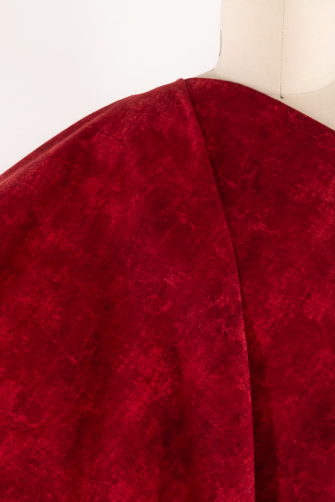 Fire Engine Red Patina Cotton Flannel Woven