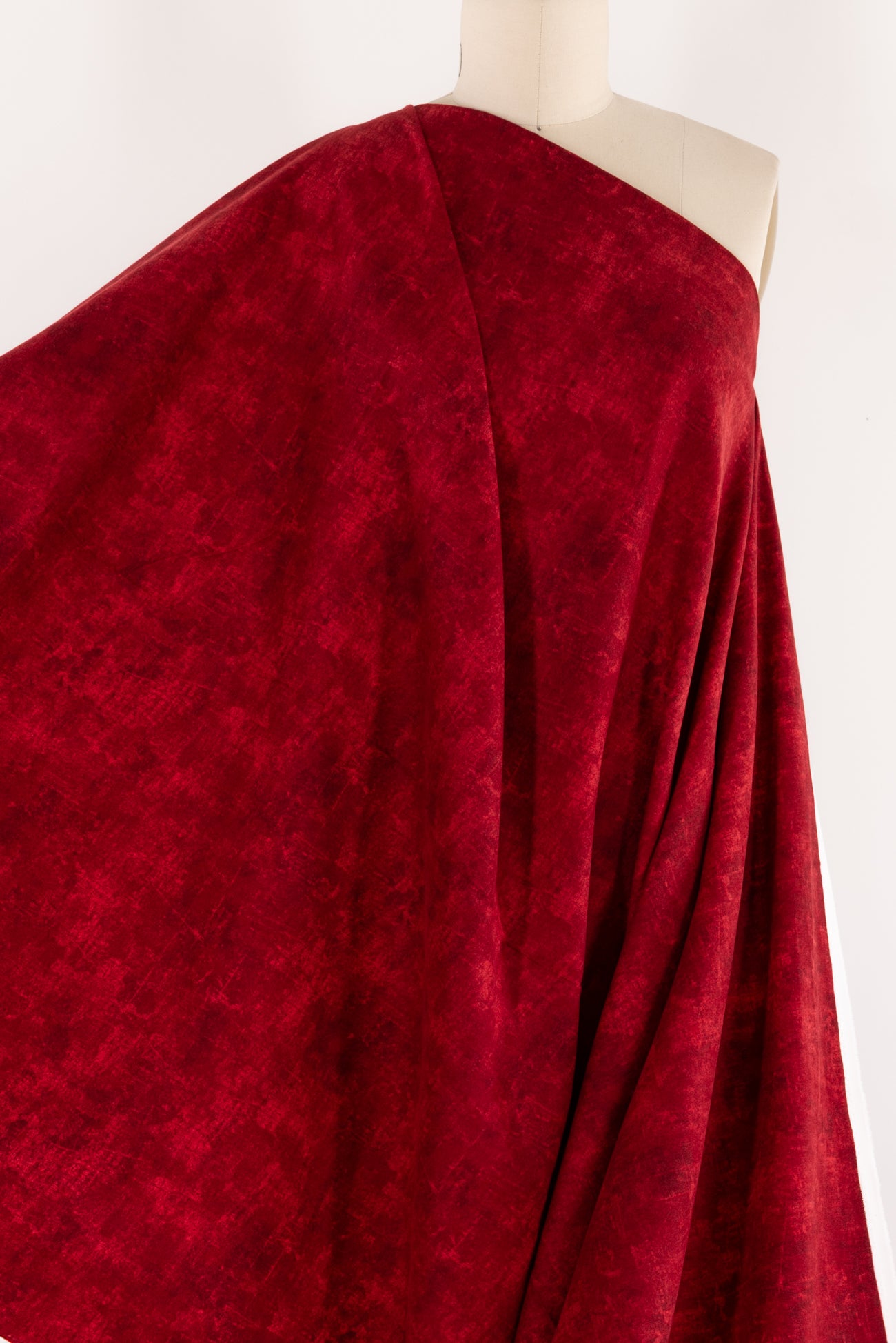 Fire Engine Red Patina Cotton Flannel Woven