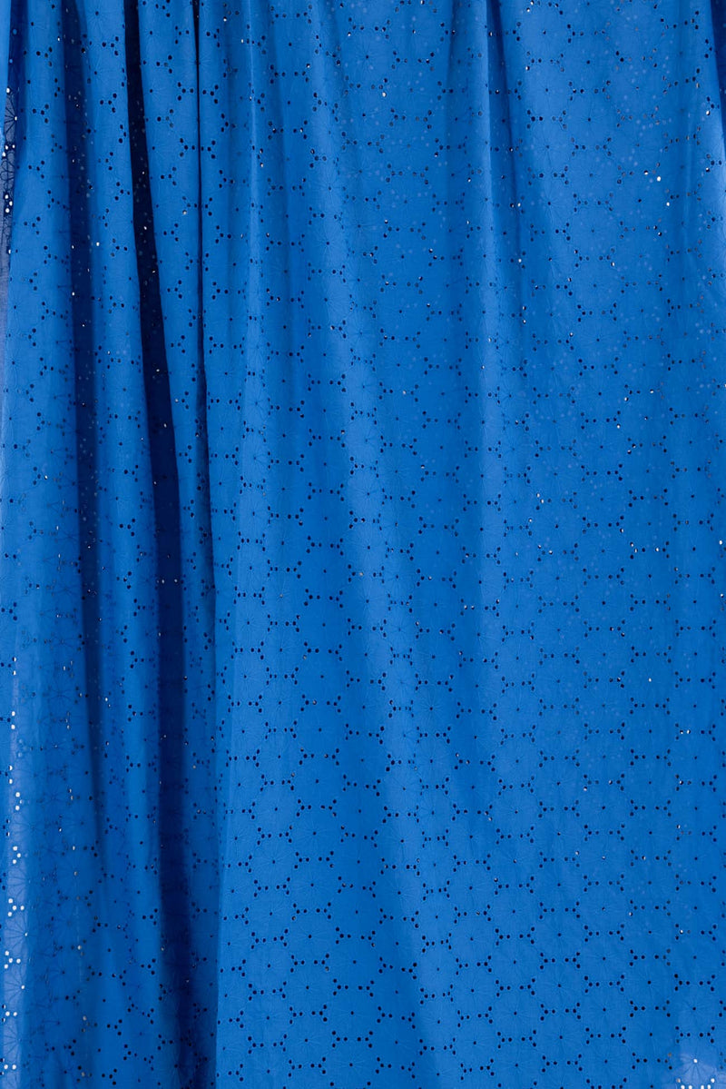 French Blue Cotton Eyelet Woven