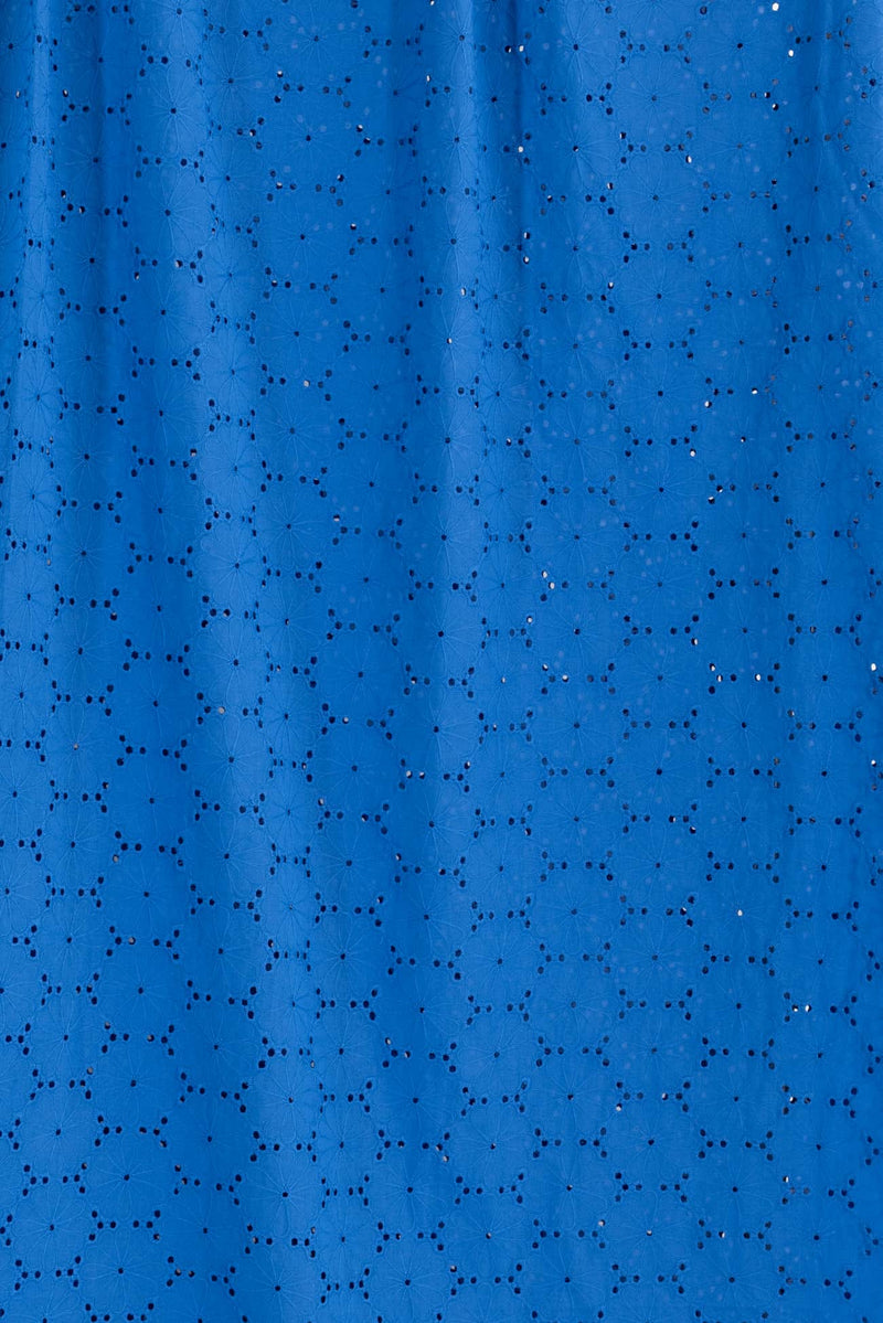 French Blue Cotton Eyelet Woven