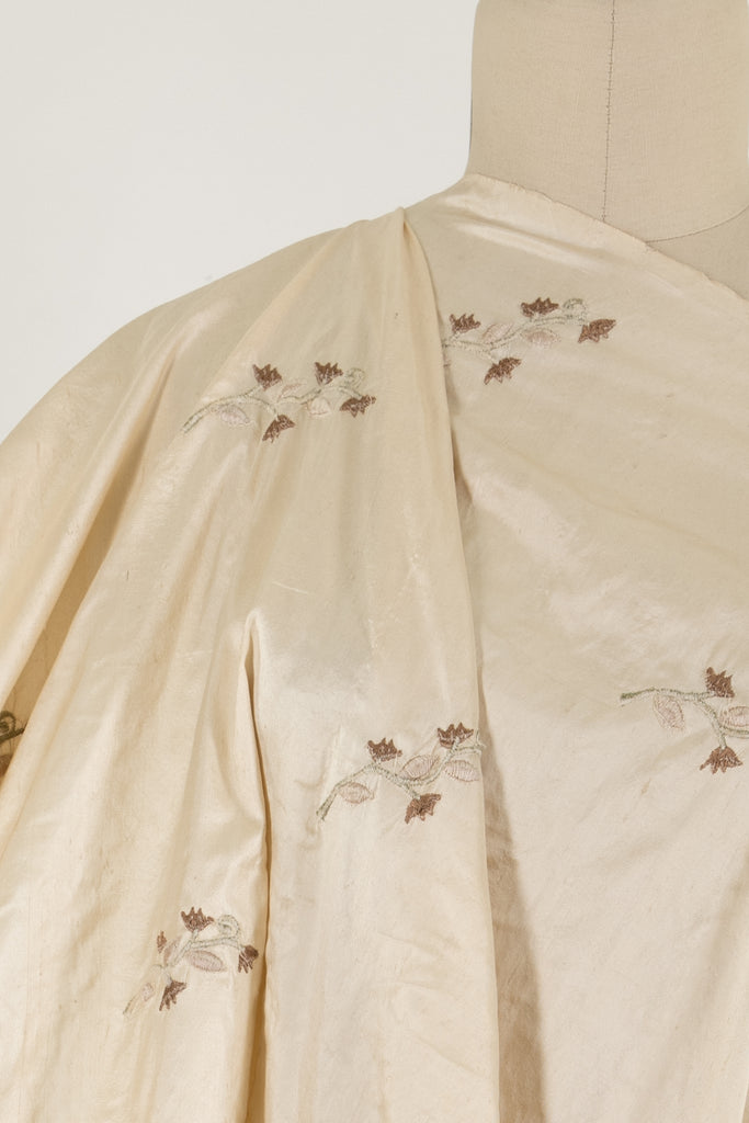 French Vanilla Embroidered Silk Woven - Marcy Tilton Fabrics