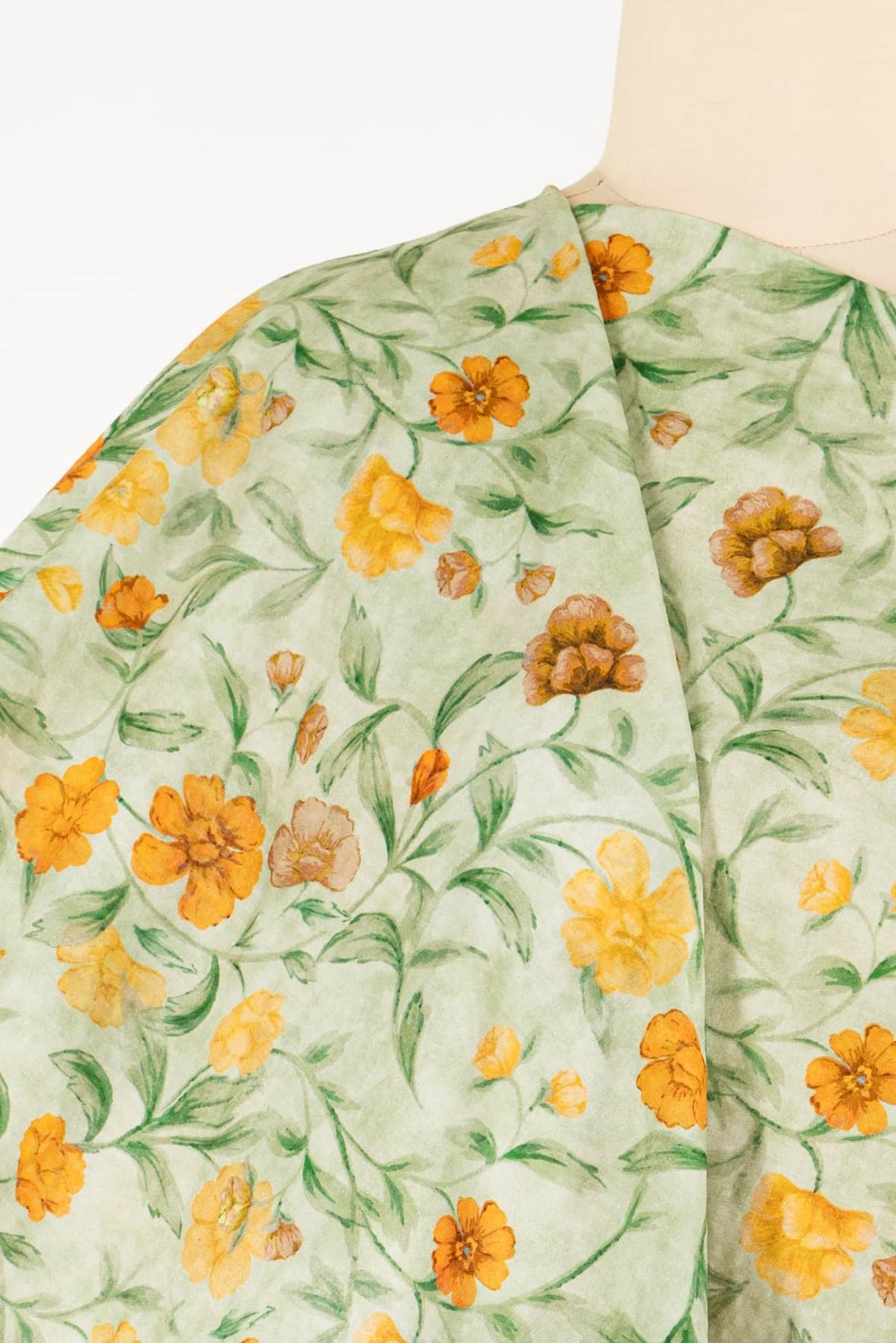 Golden Poppies Italian Cotton Plissé  Woven