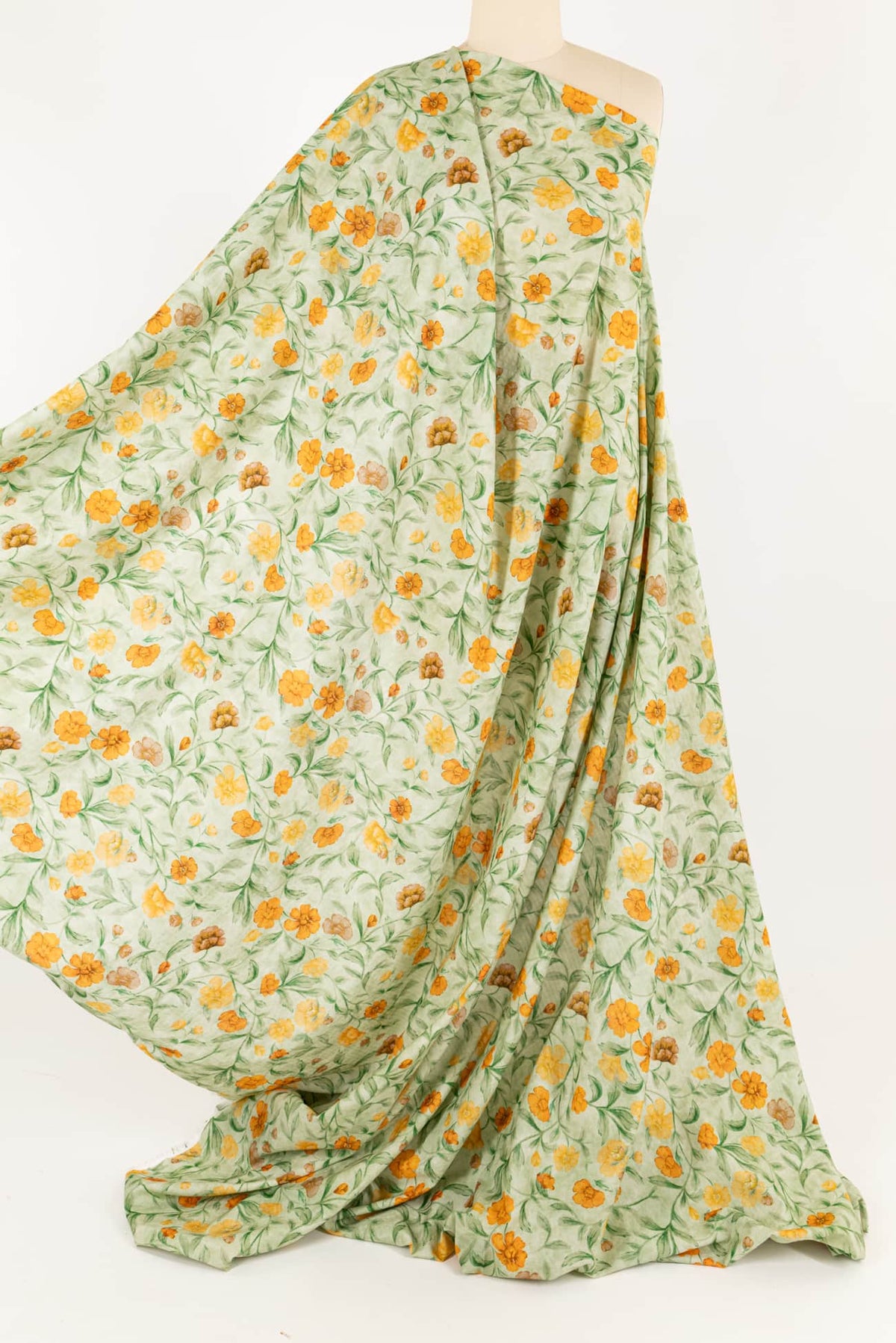 Golden Poppies Italian Cotton Plissé  Woven