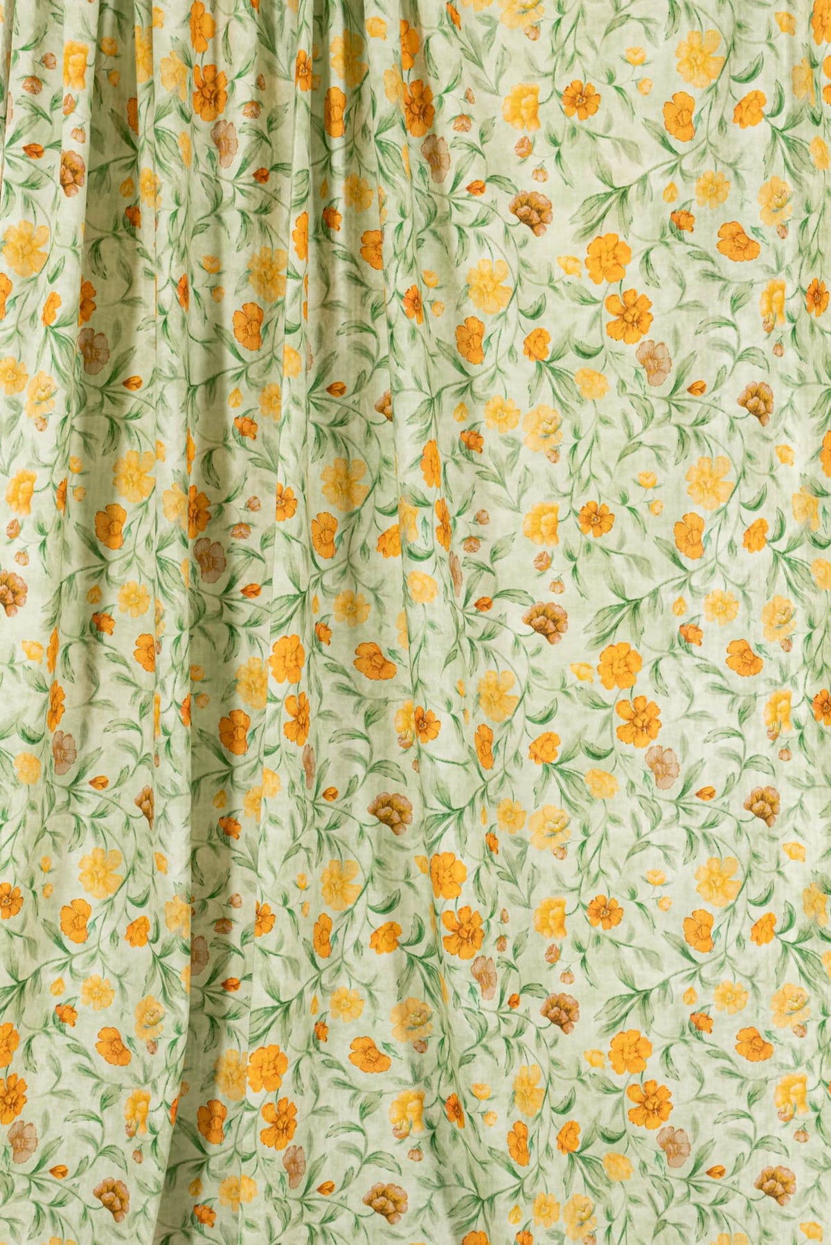 Golden Poppies Italian Cotton Plissé  Woven