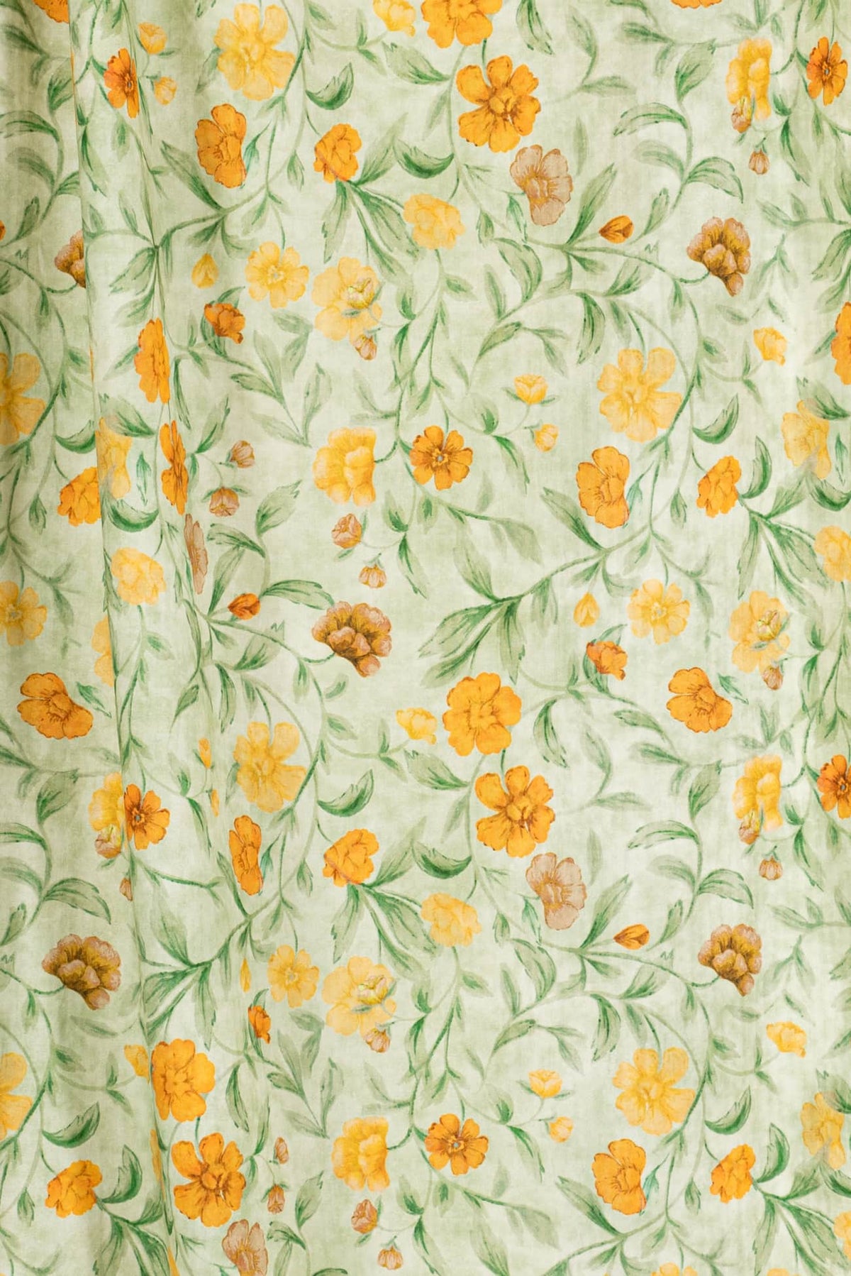 Golden Poppies Italian Cotton Plissé  Woven